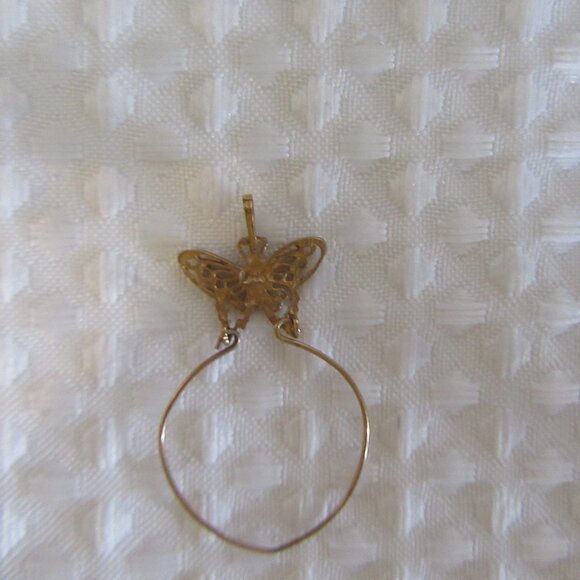 10K Yellow Gold Butterfly Charm Holder Pendant - Picture 5 of 6